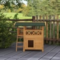 Pikkukuva 7 / 7: Rootz Cat House - Lemmikkien kennel - Asfalttikatto - 2 tasoa - 1 Tikkaat - Kuusi - Luonnollinen + Vihreä - L77 x L50 x K73 cm