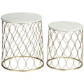 Miniatyrbillede 8 af 8: Rootz Terrassebord - Havebord - Sidebord - Sofabord - Marmor & Guldeffekt - Stål - Guld/Hvid - 41 x 46cm & 35 x 38,5cm