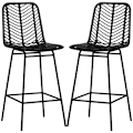 Miniatyrbillede 1 af 6: Rootz Boho Barstole Sæt - Rattan Look - Bordstole - Stilfuld Komfort - 42,5L x 52W x 102H cm