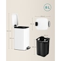 Miniatyrbillede 6 af 6: Rootz White Kosmetikspand - Makeup Organizer - Badeværelset skraldespand - Stål ydre beholder - PP plastik Indvendig spand - ABS plastik Base - 23,9 c