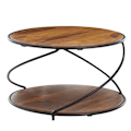 Miniatyrbillede 7 af 7: Rootz sofabord 58x58x35 cm massivt sheesham træ - metal sofabord rundt - Design stuebord sofabord massivt - Lille bord sidebord stue moderne med opbev