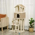 Miniatyrbild 2 av 7: Rootz Skrapstolpe - Med kattgrotta - Katthus - Kattbur - Kattmöbler - Khaki/Beige/Kaffe - 69L x 40B x 131H cm