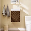 Miniatyrbillede 2 af 8: Rootz Smally Sink Cabinet - Compact Vanity - Slim Badeværelsesmøbler - Rummelig opbevaring - 40x56x22cm, MDF & keramik