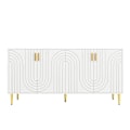 Miniatyrbild 1 av 11: Rootz White Sideboard - Buffet Cabinet - Lagringsenhet - Elegant design, enkel rengöring, MDF, 152 cm x 40 cm x 75 cm