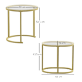 Miniatyrbillede 3 af 10: Rootz 2 -stykke sæt sofabord - oval & rund sofabord - Stabelbart borde - Rumbesparende design - Ø50 x 50,5 timer, 60L x 36b x 43,5 timer cm
