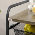 Miniatyrbillede 4 af 6: Rootz Serveringsvogn - 4 rum - 1 bordplade - 4 hjul med 2 bremser - Stålramme - Sort - 41,5 x 31 x 66 cm