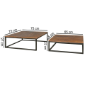 Miniatyrbillede 7 af 7: Rootz 2-teilig massivt træ 75 x 75 x 27 cm - Design stuebord Sheesham træ - Stue Loungebord Palisander massiv med metalben