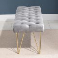 Miniatyrbillede 6 af 10: Rootz Sofa - Spisestue Sofa - Polstret Sofa - Fløjl - Metal - Grå - Guld - 116 x 44,5 x 49 cm