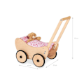 Miniatyrbild 2 av 3: Rootz 2-delade dockbarnvagnsset 'Trixi' - Trävagn - Barnvagn - Justerbart handtag - 47cm x 35cm x 53cm