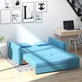 Miniatyrbillede 2 af 5: Rootz sovesofa - 2 personers sofa - Skjult opbevaringsplads - Blød polstring - Stilfuldt polybomuldsmateriale - Lyseblå - 152 x 101 x 81 cm