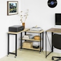 Miniatyrbillede 3 af 8: Rootz L-formet sidebord - Sofabord - Hjørneskrivebord - Industrielt design - Fleksibel og mobil med låsbare hjul - Metalstel af høj kvalitet - Robust