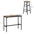 Miniatyrbillede 3 af 7: Rootz barbord med 2 stole - Industrielt design - Sæt med 2 barstole med bord - 3 stykker - Brun + Sort - 105L x 40W x 90H cm