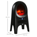 Miniatyrbillede 9 af 9: Rootz Space Heater - El-varmer - 3 tilstande - 10-49°c - Med fjernbetjening - Led Flames Fritstående - Sort - 33,7 x 25,5 x 60,4 cm