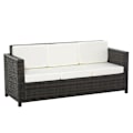 Miniatyrbillede 1 af 8: Rootz Poly Rattan Sofa - Rattan Sofa with Cushions - 3 Seater - Garden Lounge Sofa - Metal - Polyester - Brown/White - 185 x 70 x 80 cm