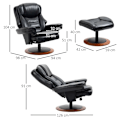 Miniatyrbillede 3 af 6: Rootz Relax Chair med Ottoman - Hvilestol - 360° roterende - Justerbart ryglæn - Sort + Brun - 94Lx98Wx104Hcm