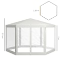 Pikkukuva 3 / 6: Rootz Gazebo - Puutarhapaviljonki - Kuusikulmainen - Maapiikit - Verkkoverhot - Metallirunko - Polyesteri - Metalli - Kermanvärinen - 394L x 394L x 25