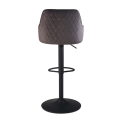 Pikkukuva 8 / 8: Rootz Modern Design -baarijakkara - Velvet-istuin - Timanttitikkaus - Metalli trumpettijalka - 45cm x 86-106cm x 45cm - Harmaa - 360° Kääntö - 100kg K