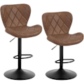 Miniatyrbillede 1 af 9: Rootz drejelig barstol - Vintage Bistrostol - Højdejusterbar - Kunstlæder - Ergonomisk design - Metal fodstøtte - 47cm x 109,5cm x 54cm
