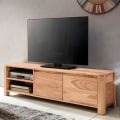 Miniatyrbillede 2 af 7: Rootz Lowboard hårdttræ Acacia-kiste 140 cm TV-bræt opbevaringsrum i landlig stil skab 40 cm TV-skab