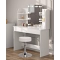 Miniatyrbild 1 av 9: Rootz White Sminkbord med pall - Sminkbord - Skönhetsskrivbord - Justerbar LED-belysning - Gott om förvaring - Hållbar konstruktion - 108cm x 142cm x