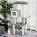 Miniatyrbillede 1 af 8: Rootz Scratching Cat Tree Climbing - Grå, Hvid - Spånplade, Sisal, Plys - 23,22 cm x 148,89 cm x 61,02 cm