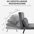 Miniatyrbillede 5 af 10: Rootz 2-personers fløjlssovesofa - sovesofa - sovesofa - Justerbart ryglæn - tyk polstring - 102 cm x 73 cm x 81 cm (sofa) / 183 cm x 98,5 cm x 26 cm