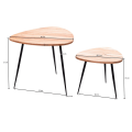 Miniatyrbild 4 av 7: Rootz set med 2 häckbord akacia massivt trä - metall soffbord litet - Design sidobord set med två träbord Vardagsrumsbord bord metallram