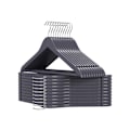 Pikkukuva 1 / 8: Rootz 20 Pack Harmaa-hopea vaateripustimet - Vaahterapuiset ripustimet - Metalliset koukkuripustimet - Kevyt - Tilaa säästävä - Kestävä - 44,5 cm x 23