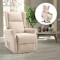 Miniatyrbillede 2 af 9: Rootz Stand-up Chair - Fjernbetjeningsstol - Tv Stol - Linned + Træ + Skum - Creme - 72,5 X 94 X 109 Cm