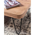 Miniatyrbillede 4 af 7: Rootz sofabord massivt træ akacie 115 cm bredt stuebord design metalben sidebord i landlig stil
