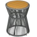 Miniatyrbillede 1 af 6: Rootz Havebord - Boho Style Havebord - Vejrbestandig - PE Rattan - Sort + Naturlig - 39cm x 39cm x 49cm