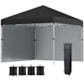Miniatyrbillede 5 af 5: Rootz Folding Gazebo - 2 Sidevægge - Sandsæk - Højdejusterbar - Transporttaske - Rustfrit stålramme - Stål - Oxford - Sort - 297L x 297W x 274H cm
