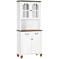 Pikkukuva 1 / 6: Rootz keittiökaappi - Buffet - 2 laatikkoa - 2 kaappiosastoa - Klassinen muotoilu - Valkoinen + Tummanruskea - 76 x 38 x 182 cm