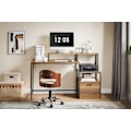 Pikkukuva 2 / 8: Rootz Desk Study Table - WorkStation - Office Desk - runsaasti tallennustilaa - 143x90x50cm - metallikehys - ruskea musta maalattu