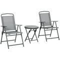 Miniatyrbillede 6 af 7: Rootz Udendørs Bistro Møbelsæt - Have Bistro Sæt - Foldebar Bistro Sæt - Hærdet glas - Mesh stof - Lysegrå - 53,5 cm x 64 cm x 93 cm
