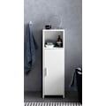 Miniatyrbillede 4 af 7: Rootz skab 30 x 95,5 x 30 cm hvidt træ med dør og opbevaringsrum Lille badeværelsesskab sideskab stående - Badeværelseshylde smal fritstående badevære