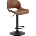 Miniatyrbillede 1 af 8: Rootz Vintage imiteret læder barstol - Vandtæt - Slidbestandig - Ergonomisk - Justerbar højde - Brun - 48cm x (85-105,5)cm x 49cm