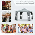 Miniatyrbillede 7 af 10: Rootz Metal Gazebo - Havepavillon - Bryllupsfestpavillon - 295 cm x 295 cm x 270 cm