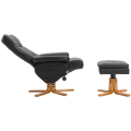 Miniatyrbillede 7 af 11: Rootz Relax stol - Fodstøtte - Fodskammel - Kunstlæder - Massivt træ - Liggefunktion - 80 x 86 x 99 cm - Sort
