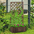 Miniatyrbild 6 av 7: Rootz Upphöjd säng - Växtlåda med spaljé - Blomlåda - spaljé rosenbåge med klätterhjälp för klätterväxter - trä - brun - 72,5 x 31,5 x 149,5 cm