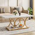 Miniatyrbild 2 av 4: Rootz Chic Modern soffbord - 2-vånings soffbord - Faux marmorbord - Lyxig design - 120 cm L x 50 cm B x 48 cm H