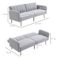 Miniatyrbillede 3 af 11: ROOTZ 2 -SEATER SOFA BED - SLEEPER SOFA - Konvertibel sofa - Linnedlignende polyester - Justerbar komfort - 173x75x73 cm - Grå