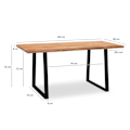Miniatyrbillede 4 af 6: Rootz Spisebord i massivt akacietræ - Køkkenbord - Rektangulært bord - Naturligt trækorn - Unikt trækantdesign - Robuste metalben - 160 cm x 80 cm x 7