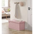 Miniatyrbillede 2 af 7: Rootz Opbevaringsskammel - Osmannisk bænk - Legetøjskasse - MDF & linned - 38 cm x 76 cm x 38 cm - Pastel Pink