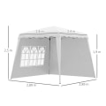 Miniatyrbillede 3 af 5: Rootz Folding Gazebo - Pop Up Pavillion - Folde Pavillon - Inklusive Stjerne - Bæretaske - Vejrbestandig - Stål-Oxford - Hvid - 240 X 240 X 250 Cm