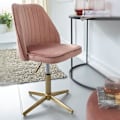 Miniatyrbillede 2 af 7: Rootz skrivebordsstol pink fløjl design drejestol med ryglæn - skalstol 120 kg højdejusterbar - Worchair uden hjul - Stol skrivebord hjemmekontor Rote