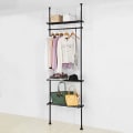 Miniatyrbild 8 av 8: Rootz justerbar garderob Organizer Kläder Hyllsystem-Hängskena-Teleskopiska kläder Förvaringshyllor, svart