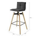 Pikkukuva 4 / 8: Rootz kääntyvä baarijakkara - korkeussäädettävä jakkara - pehmustettu istuin - Design-jakkara Home Bariin - 98cm x 36cm x 38cm