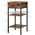 Miniatyrbillede 3 af 7: Rootz Sengebord - Sidebord - Skuffe - 2 hylder - 35 x 35 x 70 cm - Forarbejdet træ - Metal - Industriel - Brun - Sort