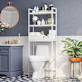 Miniatyrbillede 7 af 7: Rootz toiletstativ - Badeværelsesskab - Toiletskab - 3-lags -Baderumsarrangør - Hvid - Bambus - 63 x 26 x 163 cm